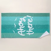 Ahoy There Blau gestört blau gestreift nautisch Strandtuch (Vorderseite)