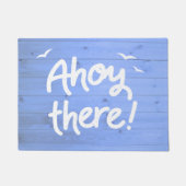 Ahoy There Maritime Blue Wood Effect Yacht Fußmatte (Vorderseite)