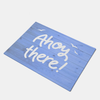 Ahoy There Maritime Blue Wood Effect Yacht Fußmatte
