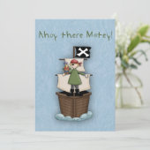 Ahoy There Matey Invite Einladung (Stehend Vorderseite)