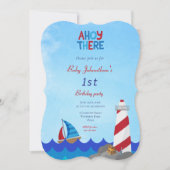 Ahoy There Nautical 1. Geburtstag Sailboat Einladung (Vorderseite)
