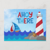 Ahoy There Nautical Theme 1st Birthday Party Post Postkarte (Vorderseite)