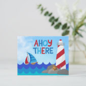 Ahoy There Nautical Theme 1st Birthday Party Post Postkarte (Stehend Vorderseite)