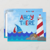 Ahoy There Nautical Theme 1st Birthday Party  Postkarte (Vorne/Hinten)