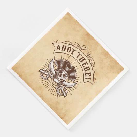 Ahoy There Pirate Birthday Serviette (Ecke)