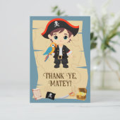 Ahoy There! Pirate Boy Birthday Party Dankeskarte (Stehend Vorderseite)