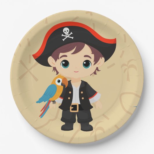 Ahoy There! Pirate Boy Birthday Party Pappteller (Vorderseite)