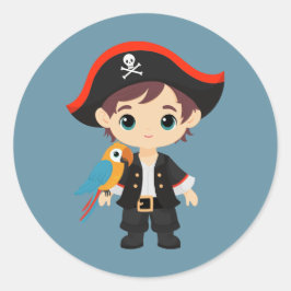 Ahoy There! Pirate Boy Birthday Party Runder Aufkleber