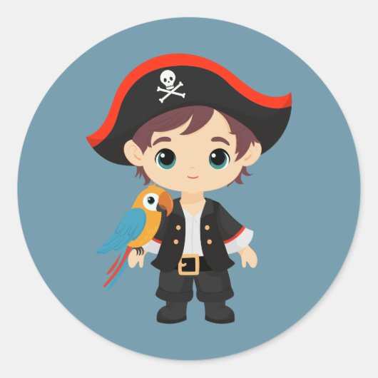 Ahoy There! Pirate Boy Birthday Party Runder Aufkleber (Vorderseite)
