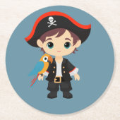 Ahoy There! Pirate Boy Birthday Party Runder Pappuntersetzer (Vorderseite)