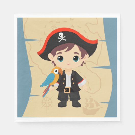 Ahoy There! Pirate Boy Birthday Party Serviette (Vorderseite)