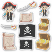 Ahoy There! Pirate Boy Birthday Sticker Sheet (Vorderseite)