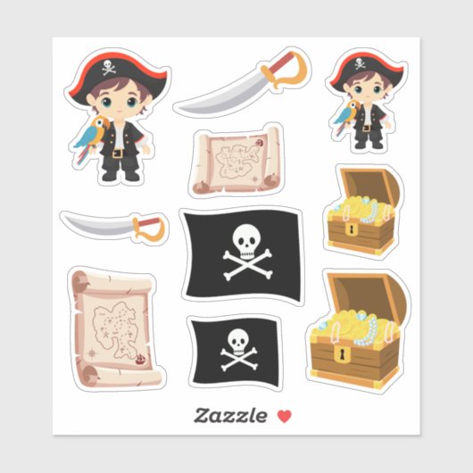 Ahoy There! Pirate Boy Birthday Sticker Sheet (Blatt)
