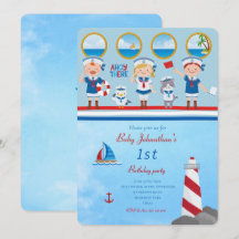 Ahoy There Red Blue White Sailors Lighthouse Boot