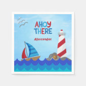 "Ahoy There" Wasserschiff Leuchtturm Treasure Serviette (Vorderseite)