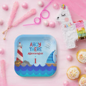 "Ahoy There" Zitat Leuchtturm Segelboot Schatzamt Pappteller (Party)