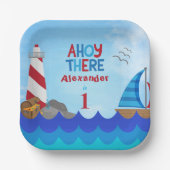 "Ahoy There" Zitat Leuchtturm Segelboot Schatzamt Pappteller (Vorderseite)