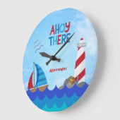 "Ahoy There" Zitat Nautical Boat Lighthouse Pirate Große Wanduhr (Winkel)