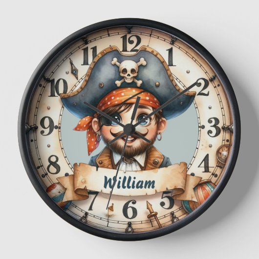 Ahoy Time! Pirate Adventure Wall Clock Uhr (Vorderseite)