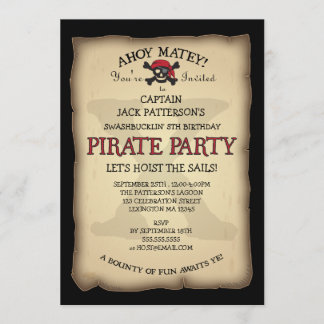 Ahoy Treasure Karte Pirate Geburtstagsparty Einlad