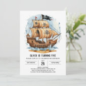 Ahoy Treasure Map Editable Pirate Birthday Einladung (Stehend Vorderseite)