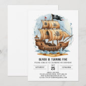 Ahoy Treasure Map Editable Pirate Birthday Einladung (Vorne/Hinten)