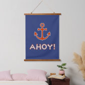 AHOY! Typ und Ankerdesign rot und blau Wandteppich Mit Holzrahmen (Schlafzimmer)