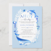 Ahoy under Sea Animals Kinderdusche für Kosmetikki Einladung (Vorderseite)