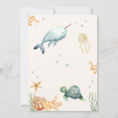 Ahoy Under Sea Whale Boy Baby Shower Einladung (Rückseite)