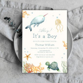 Ahoy Under Sea Whale Boy Baby Shower Einladung