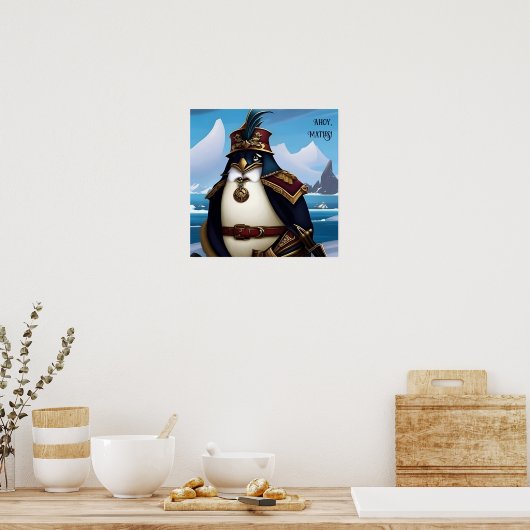 Ahoy, Verträge! AI Fantasy Digital Art Print Pingu Poster (Küche)