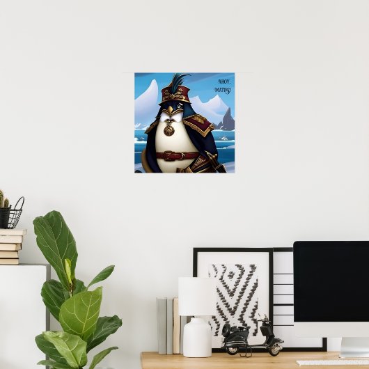 Ahoy, Verträge! AI Fantasy Digital Art Print Pingu Poster (Heimbüro)