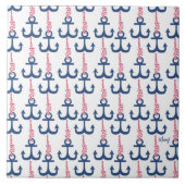 Ahoy Vintag Anchor-Muster. Fliese (Vorderseite)