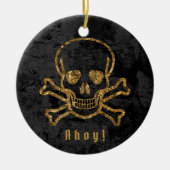 Ahoy! Vintage Piratenknochen Keramik Ornament (Vorne)