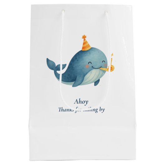 Ahoy Whale Vielen Dank für Ihr Geschenk Bag | Naut Mittlere Geschenktüte (Rückseite)
