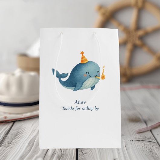 Ahoy Whale Vielen Dank für Ihr Geschenk Bag | Naut Mittlere Geschenktüte