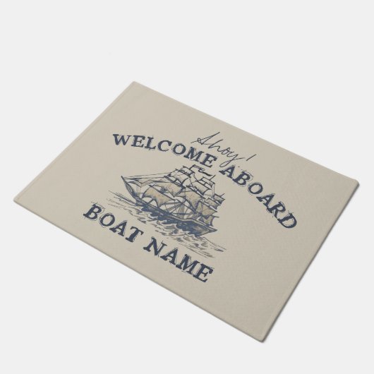 Ahoy! Willkommen an Bord der Personalisierten Vint Fußmatte (Schrägansicht)