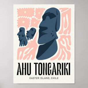 Ahu Tongariki Osterinsel Chile Reise floral Poster