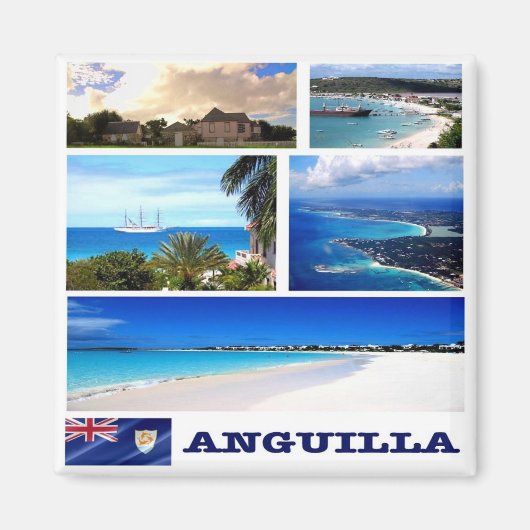AI003 ANGUILLA, Mosaik, Amerika, Kühlschrank Magnet (Vorne)