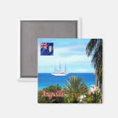 AI004 ANGUILLA, Long Bay, Panorama, Kühlschrank Magnet (Vorderseite/Rückseite)