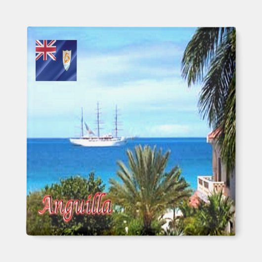 AI004 ANGUILLA, Long Bay, Panorama, Kühlschrank Magnet (Vorne)