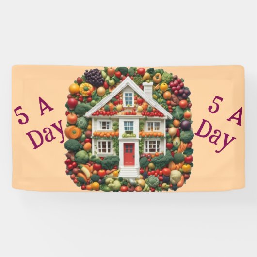 AI 5 a day Frucht und Gemüse Vinyl Banner (Horizontal)