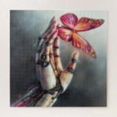 AI and Nature Harmony Robot Hand with Butterfly Puzzle (Horizontal)