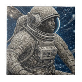 Ai Art Astronaut im Weltraum Fliese (Vorderseite)