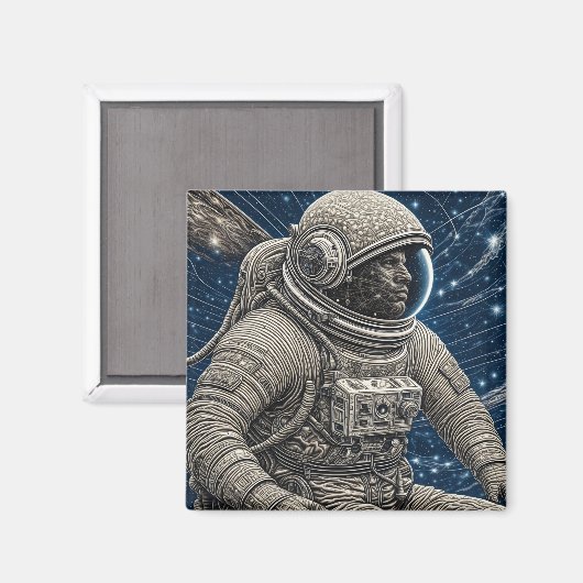 Ai Art Astronaut im Weltraum Magnet (Vorderseite/Rückseite)