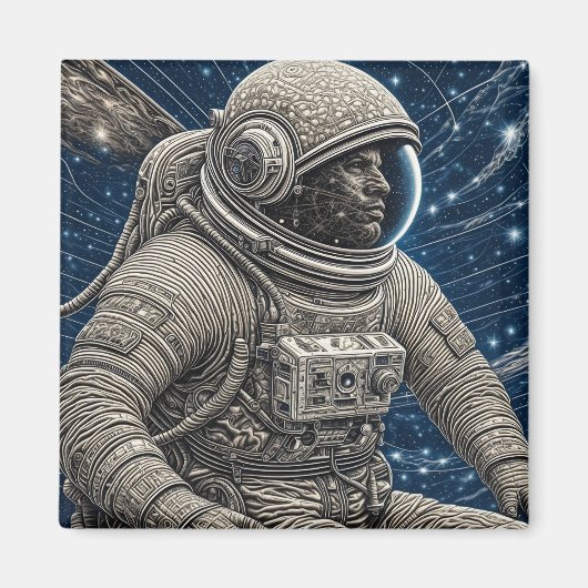 Ai Art Astronaut im Weltraum Magnet (Vorne)