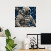 Ai Art Astronaut im Weltraum Poster (Heimbüro)