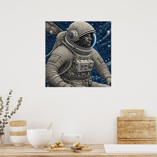 Ai Art Astronaut im Weltraum Poster (Küche)