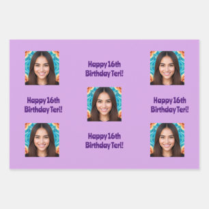 AI Art Birthday Foto Wrapping Paper Geschenkpapier Set