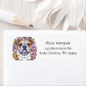 Ai Art Bulldog umgeben von Whimsikischen Blume (Insitu)